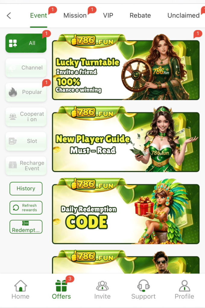 786 Fun Game bonus